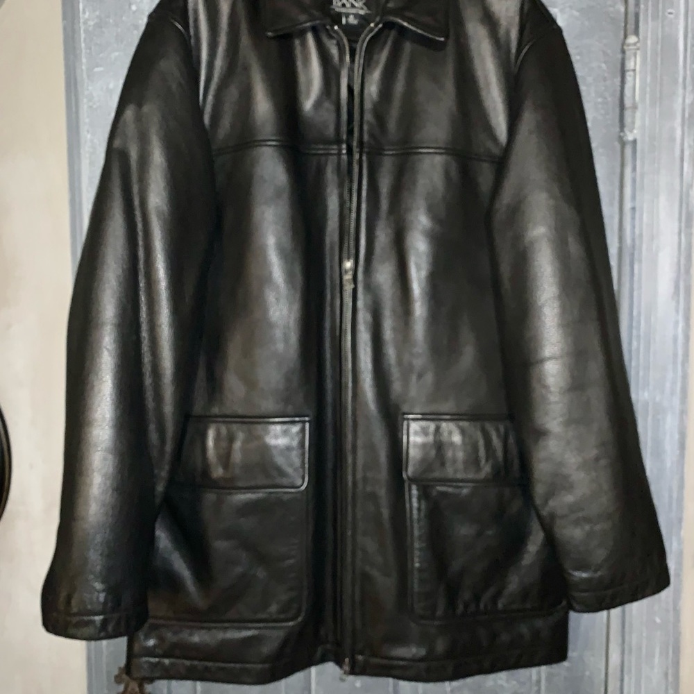 Joseph Banks car length leather coat.